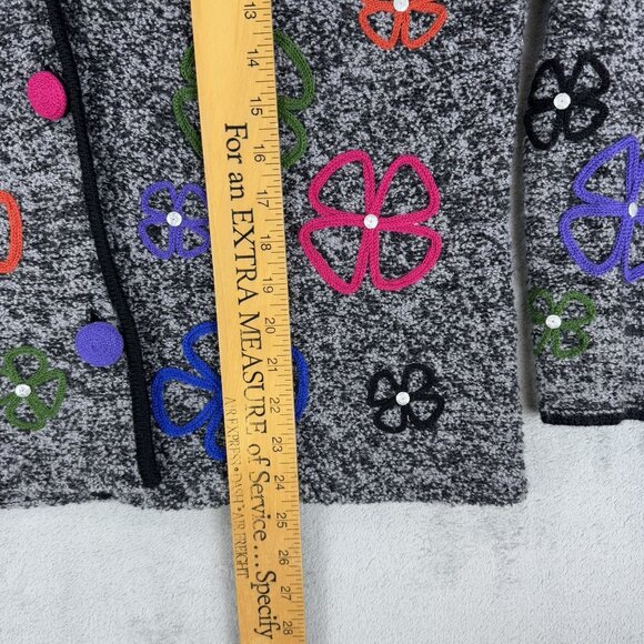 Design Option by Philip & Jane Gordon Womens Wool Knit Sweater Cardigan Flowers - Picture 9 of 9